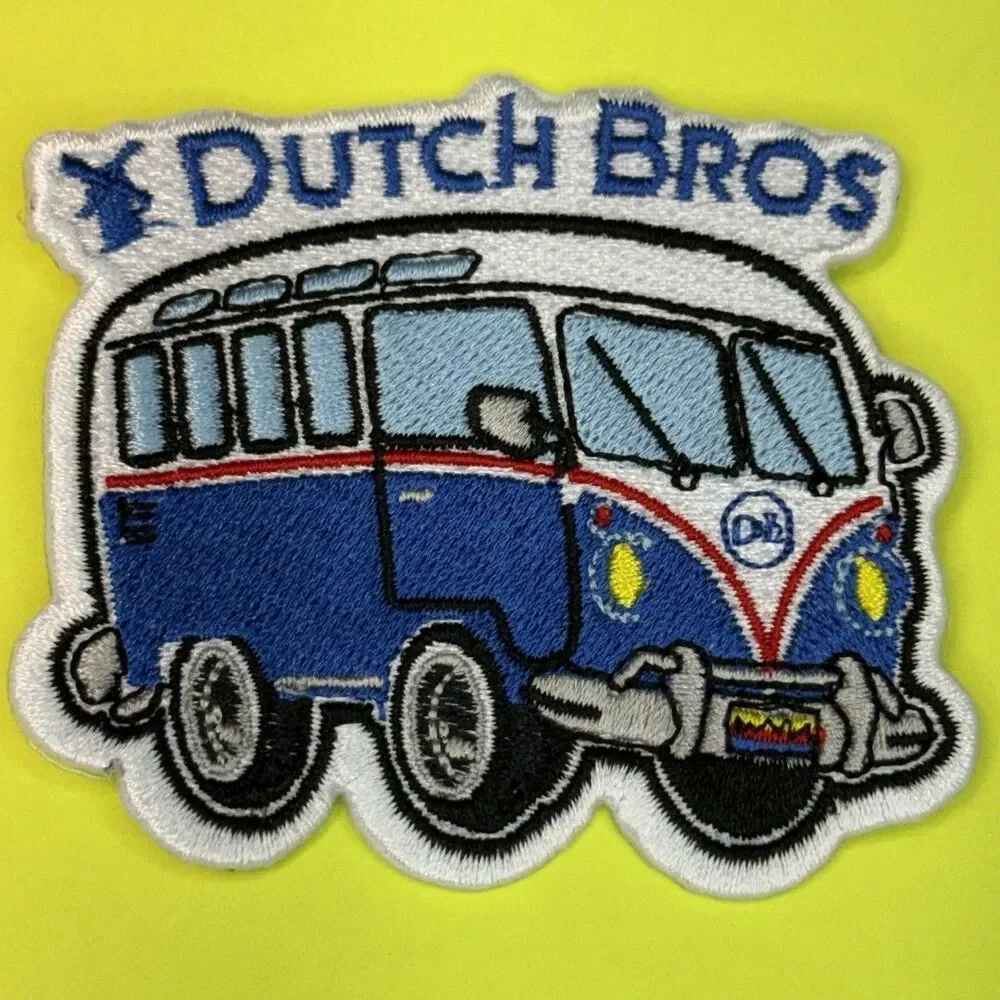 RARE! Dutch Bros Patch classic van  Embroidered Iron-On or sew-On Not Sticker